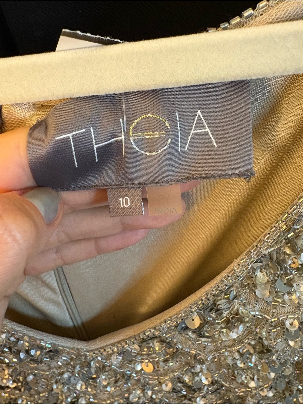 THEIA Beaded Silver Cocktail Dress - Picture 3 of 3